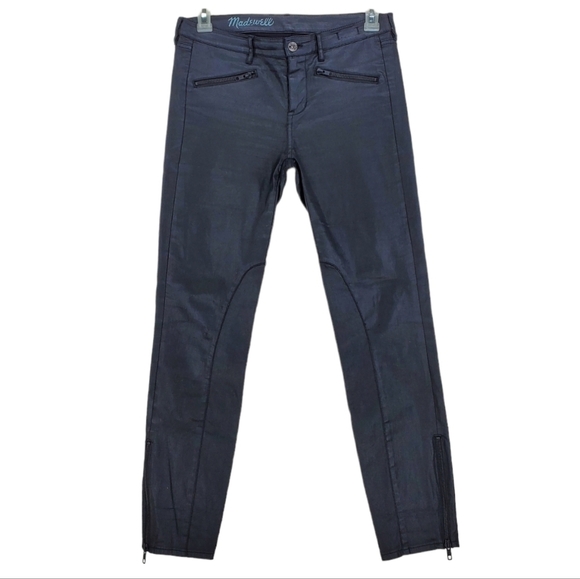 Madewell Pants - Madewell Coated Black Moto Jeans Zip Ankles Pocket Skinny Womens 29 (33x28)